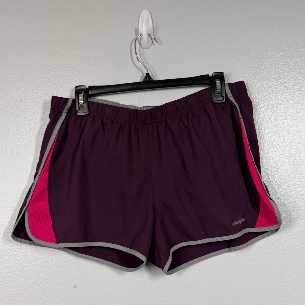 Patagonia Running Shorts Women L Purple Athletic Activewear Breathable Mesh